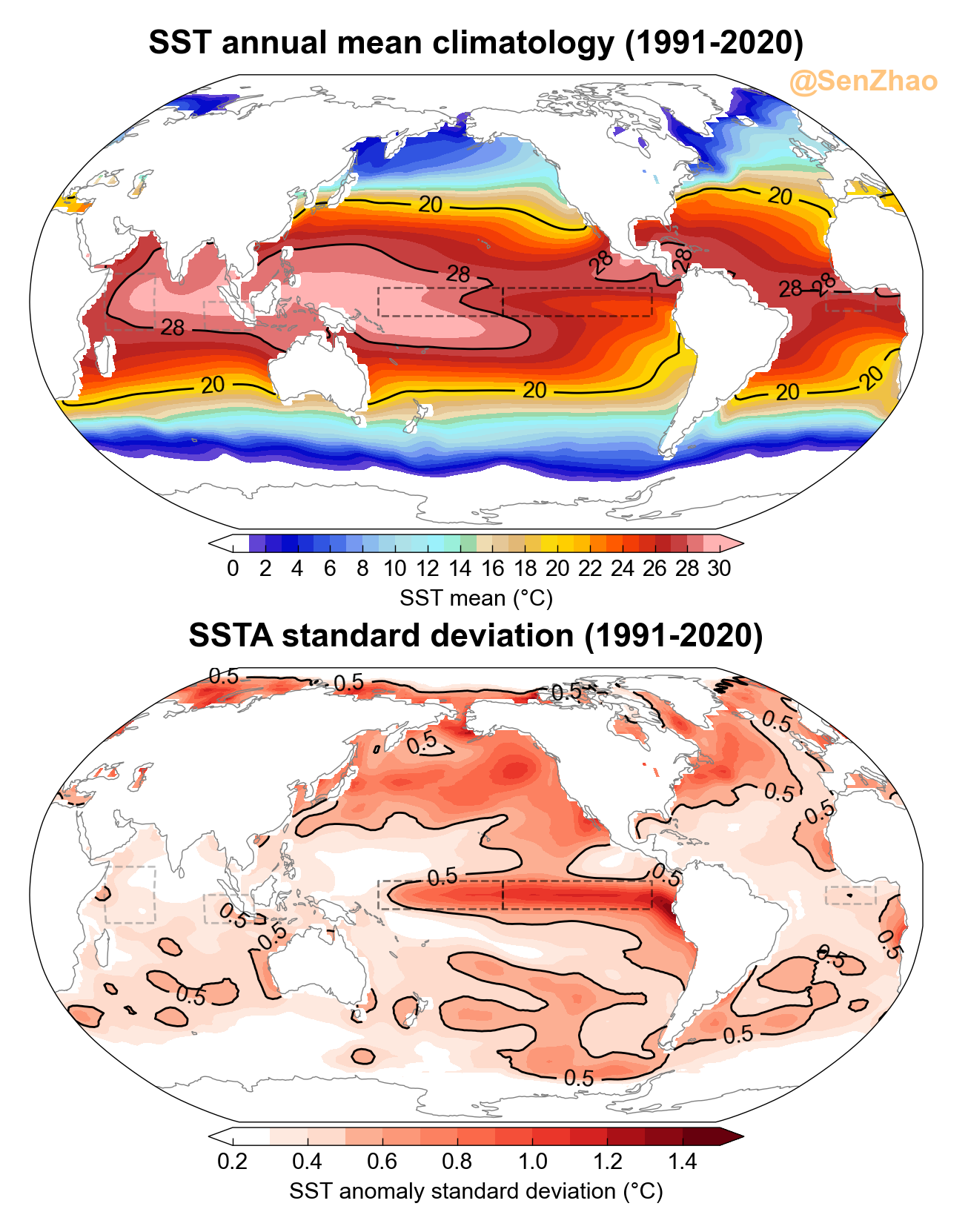 Annual climatology of SST