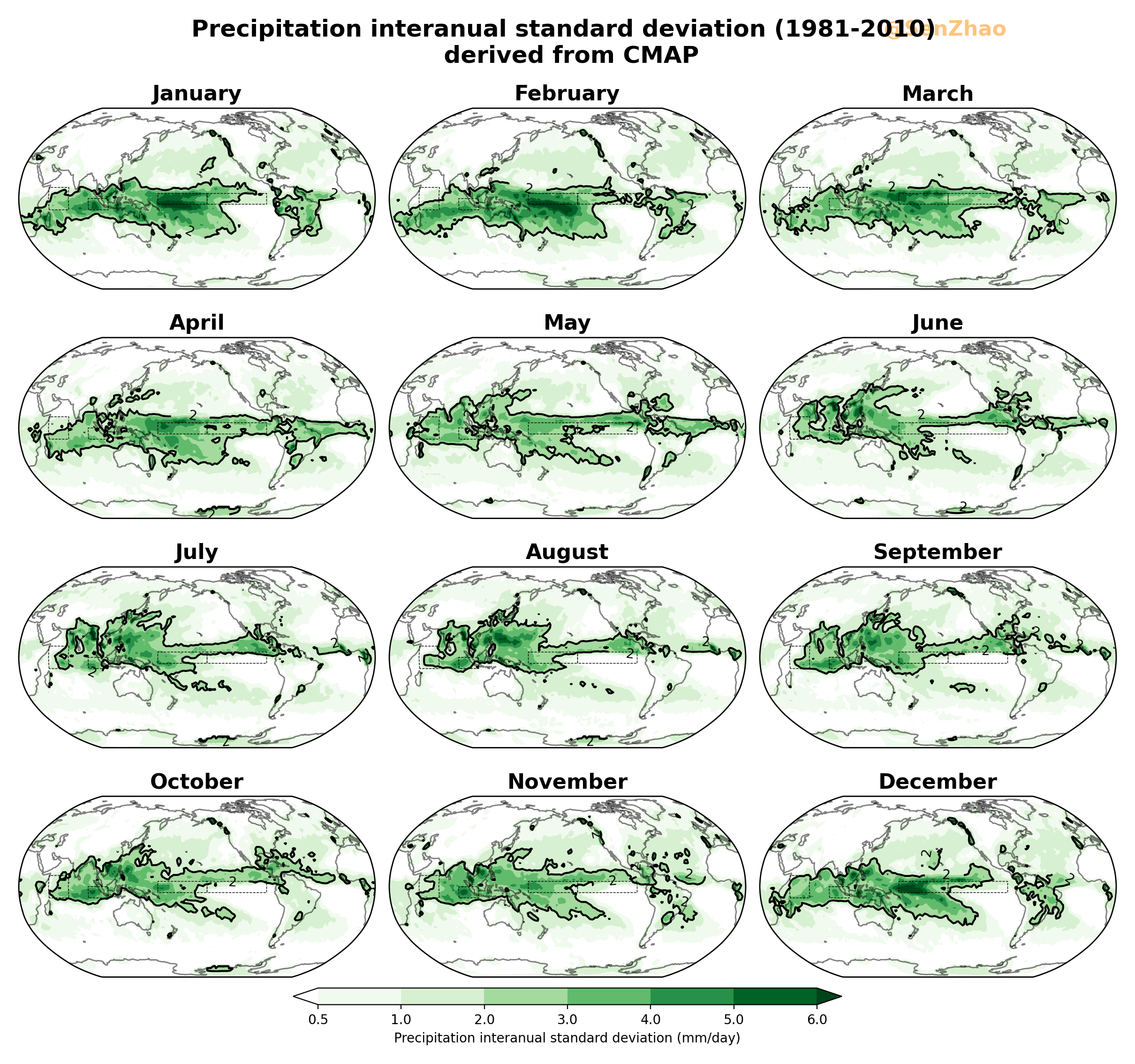 Interannual standard deviation of precipitation