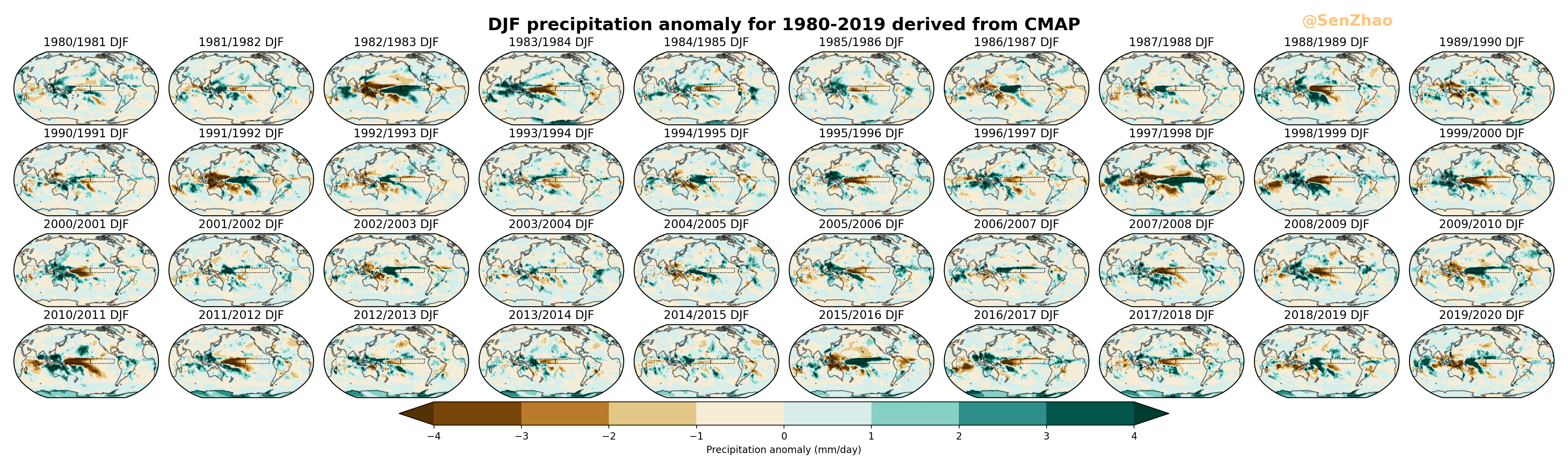 December-January-February precipitation anomaly