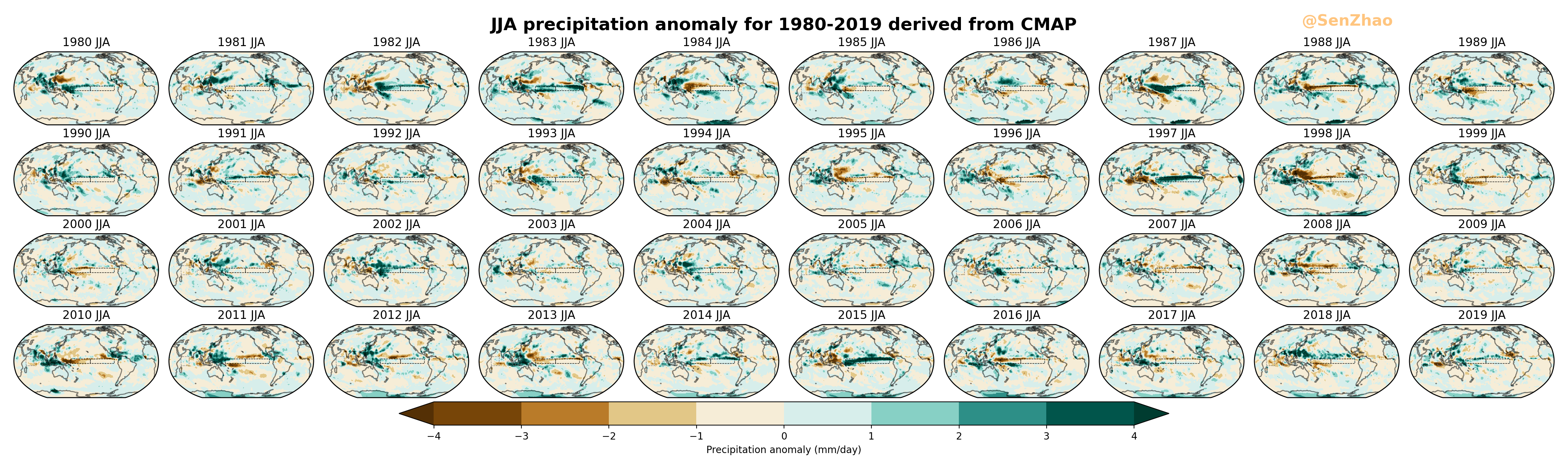 June-July-August precipitation anomaly